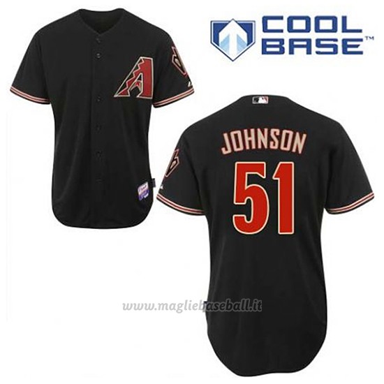 Maglia Baseball Uomo Arizona Diamondbacks 51 Randy Johnson Nero Alterner Cool Base
